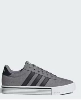 adidas Grey Canvas Low-Top Sneakers with Black Stripes